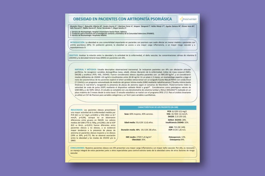 Obesidad en pacientes con Artropatía Psoriásica