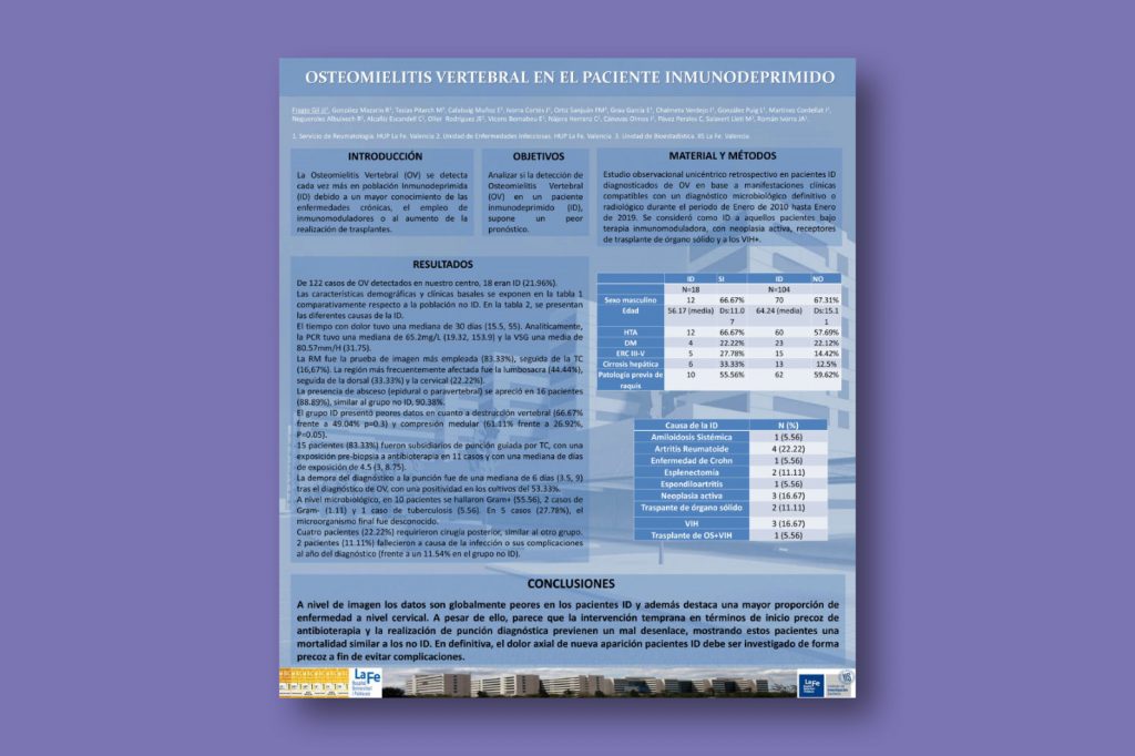 Osteomielitis vertebral en el paciente inmunodeprimido