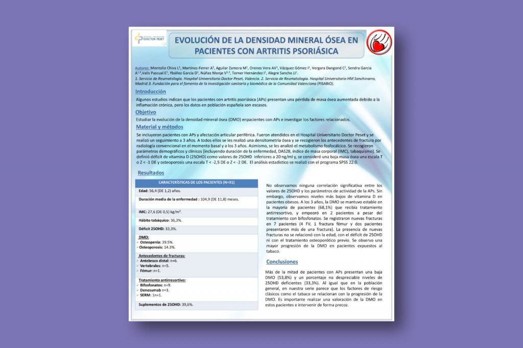 Evolución de la densidad mineral ósea en pacientes con artritis psoriásica