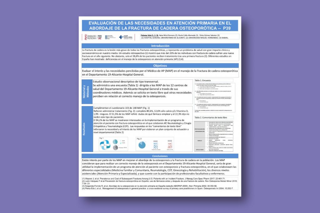 Evaluación de las necesidades en atención primaria en el abordaje de la fractura de cadera osteoporótica