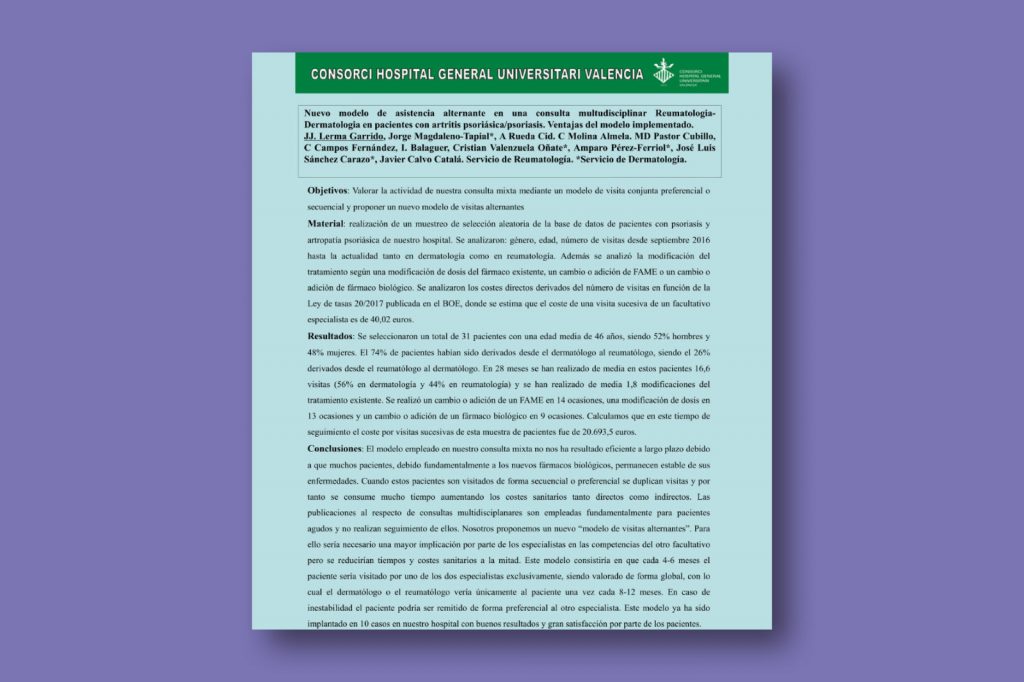 Nuevo modelo de asistencia alternante en una consulta multudisciplinar reumatologia-dermatologia en pacientes con artritis psoriásica/psoriasis. Ventajas del modelo implementado