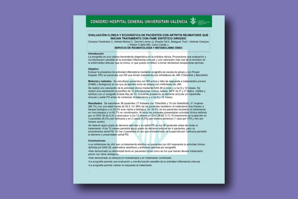 Evaluación clínica y ecográfica de pacientes con artritis reumatoide que inician tratamiento con FAME sintético dirigido