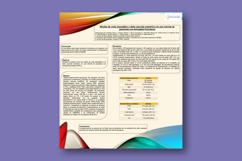 Niveles de urato plasmático y daño vascular subclínico en una cohorte de pacientes con artropatía psoriásica