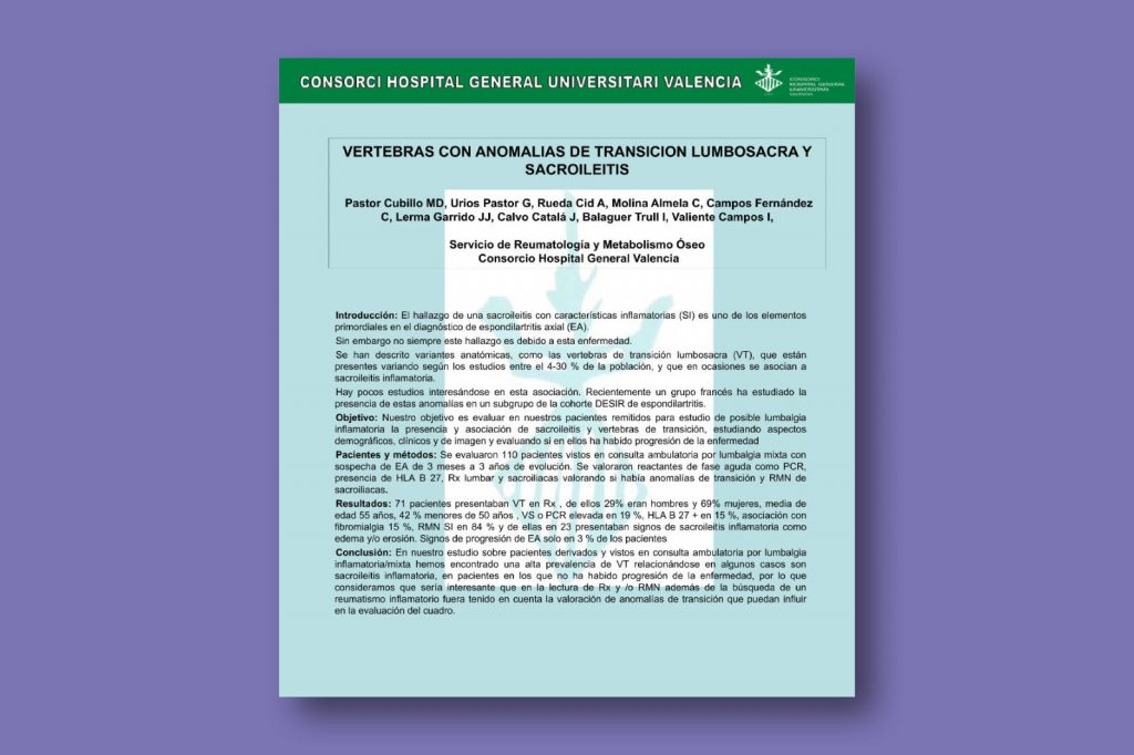 Vértebras con anomalías de transición lumbosacra y sacroileitis