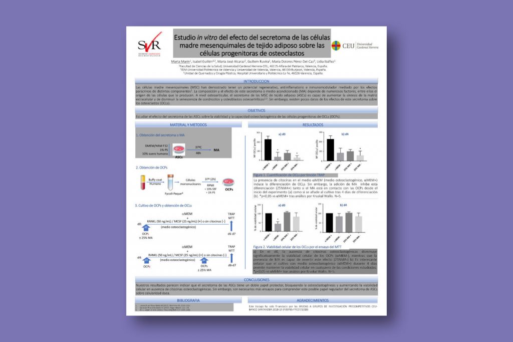 Estudio in vitro del efecto del secretoma de las células madre mesenquimales de tejido adiposo sobre las células progenitoras de osteoclastos
