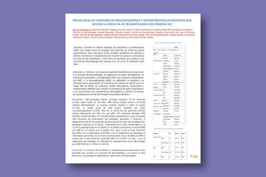 Prevalencia de consumo de benzodiazepinas y antidepresivos en pacientes que acuden a consulta de reumatología por primera vez